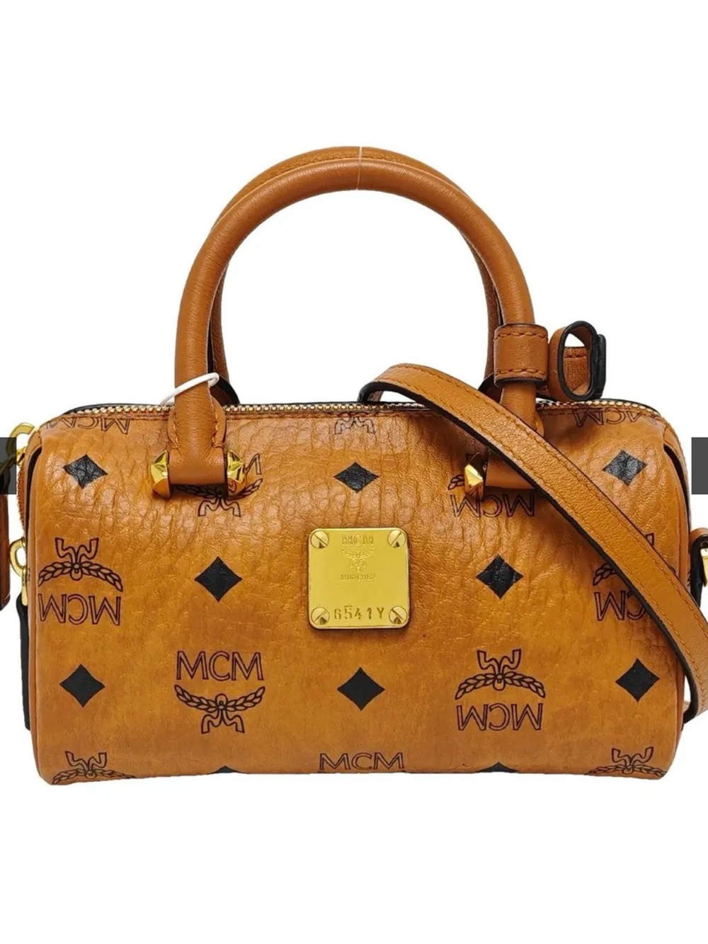 MCM Ella Boston Mini Monogram Top-Handle Bag